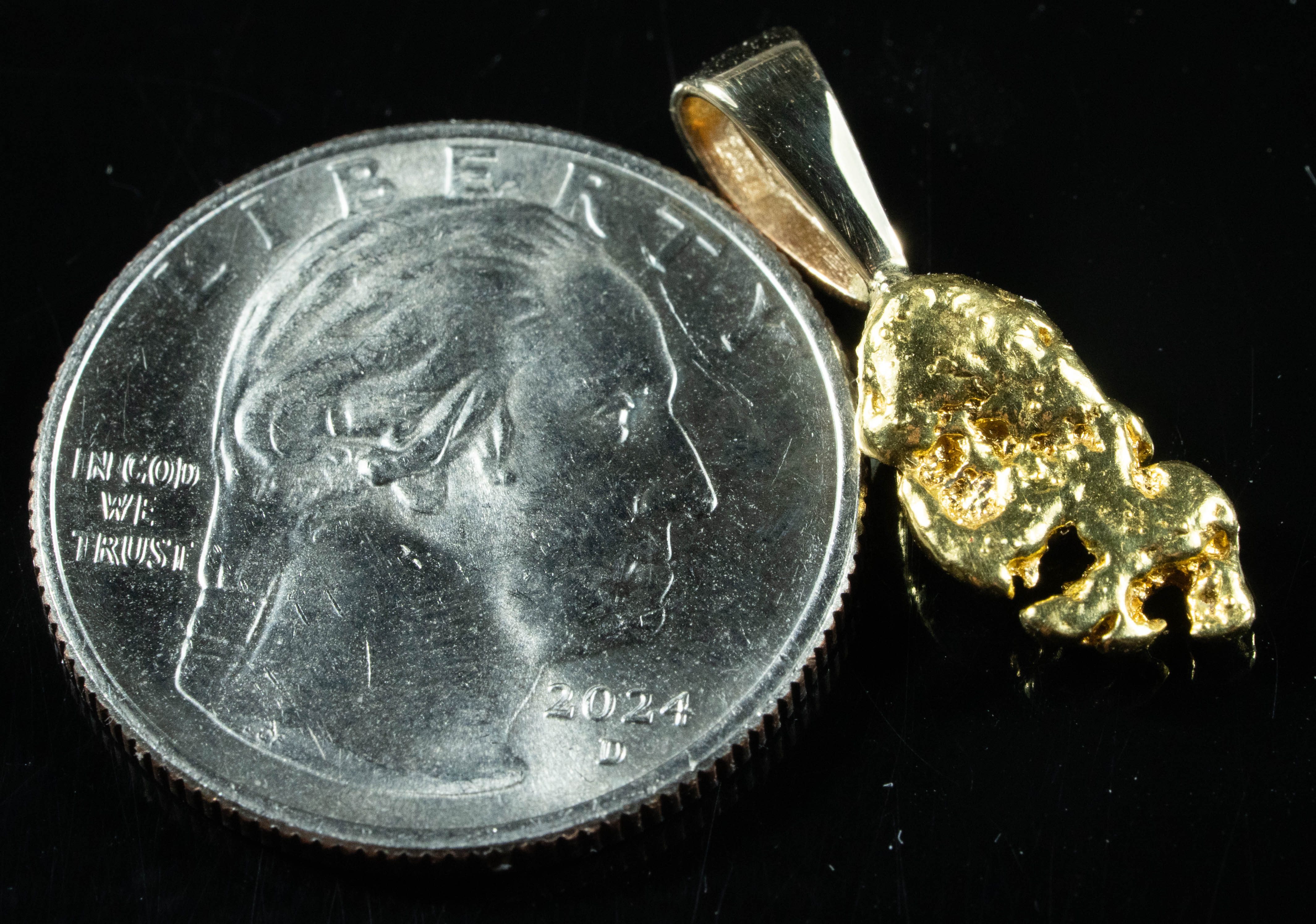 #563 Alaskan-Yukon BC Natural Gold Nugget Pendant 2.90 Grams Authentic