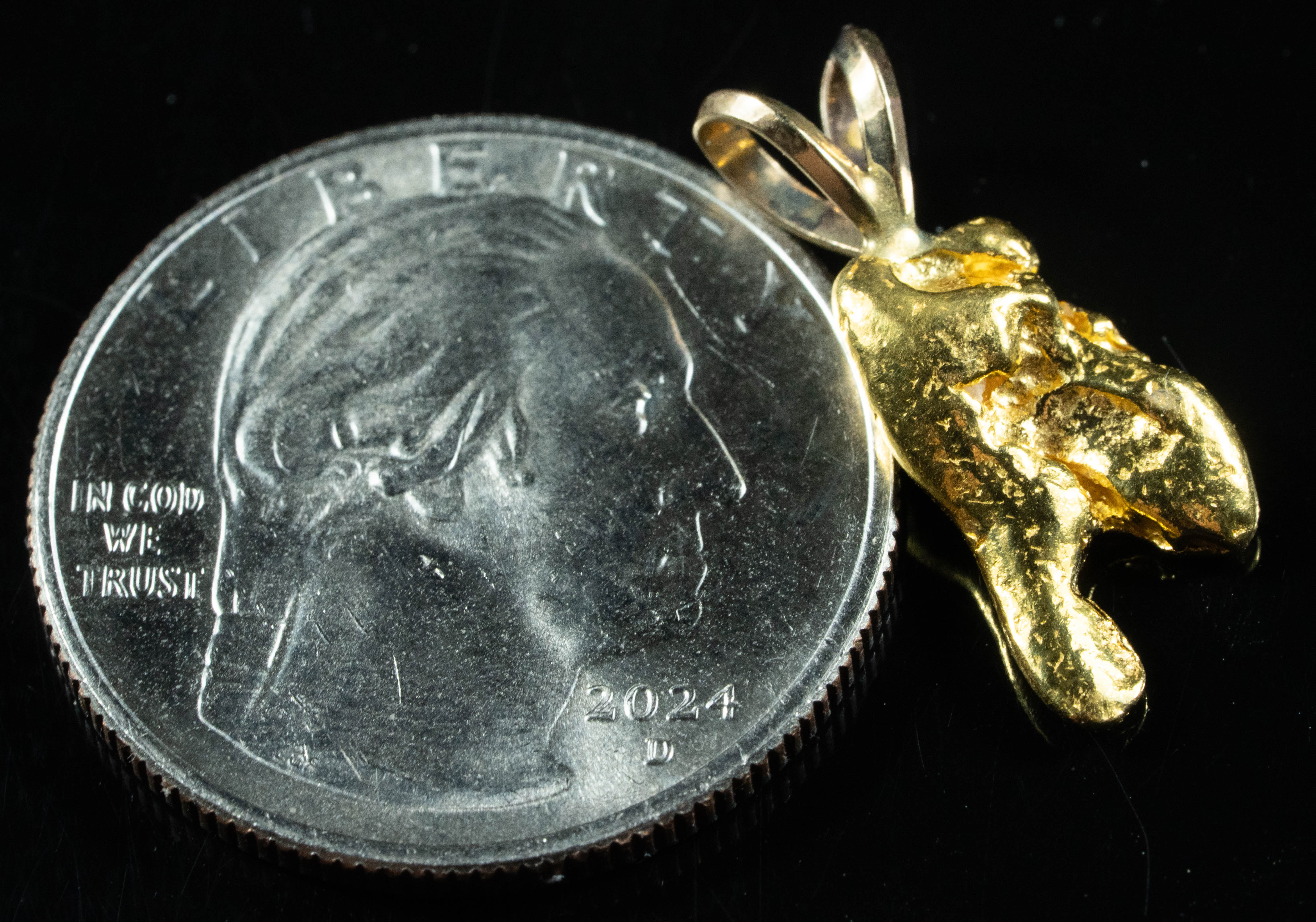 #564 Alaskan-Yukon BC Natural Gold Nugget Pendant 3.53 Grams Authentic