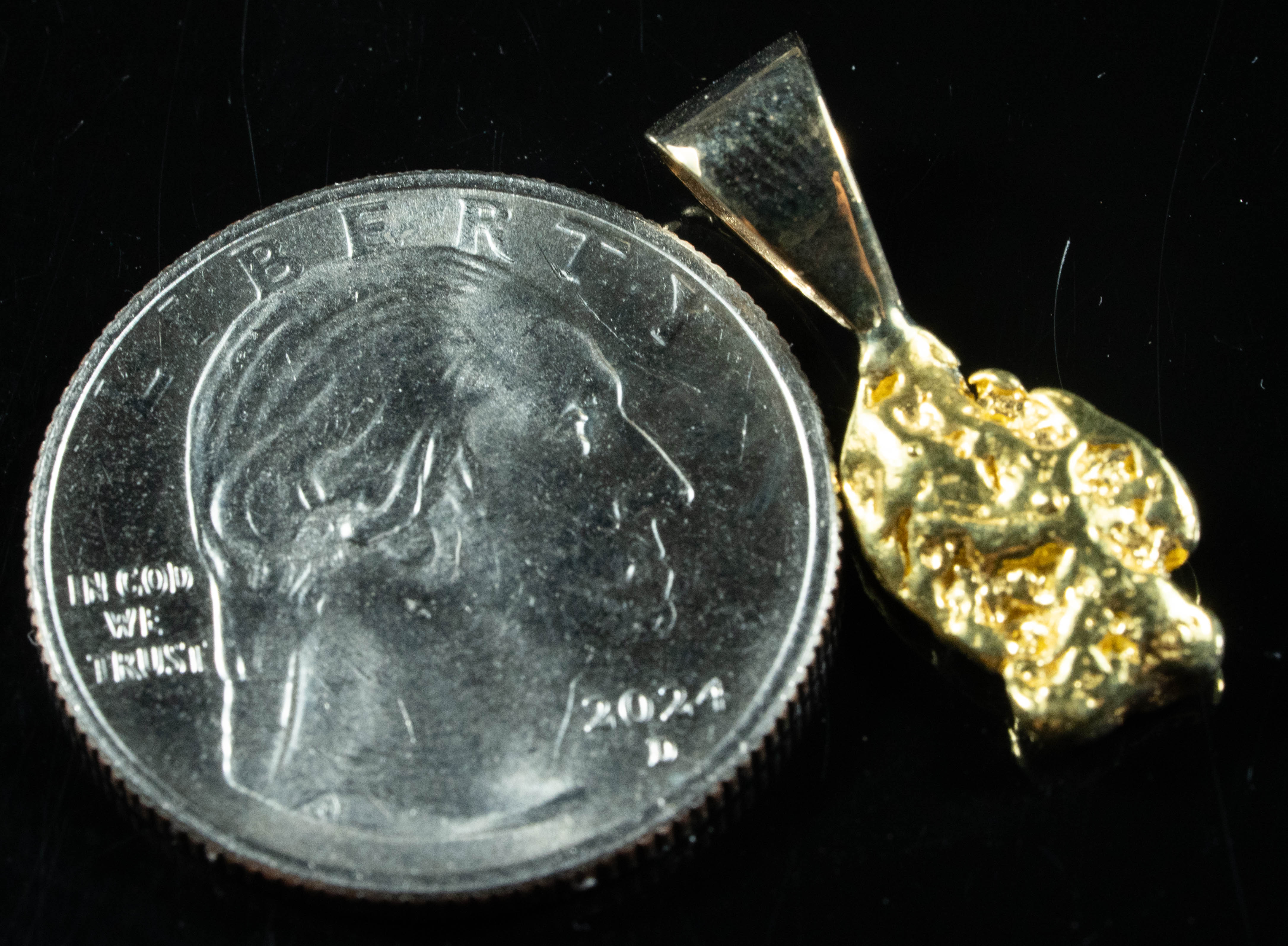 #565 Alaskan-Yukon BC Natural Gold Nugget Pendant 3.72 Grams Authentic