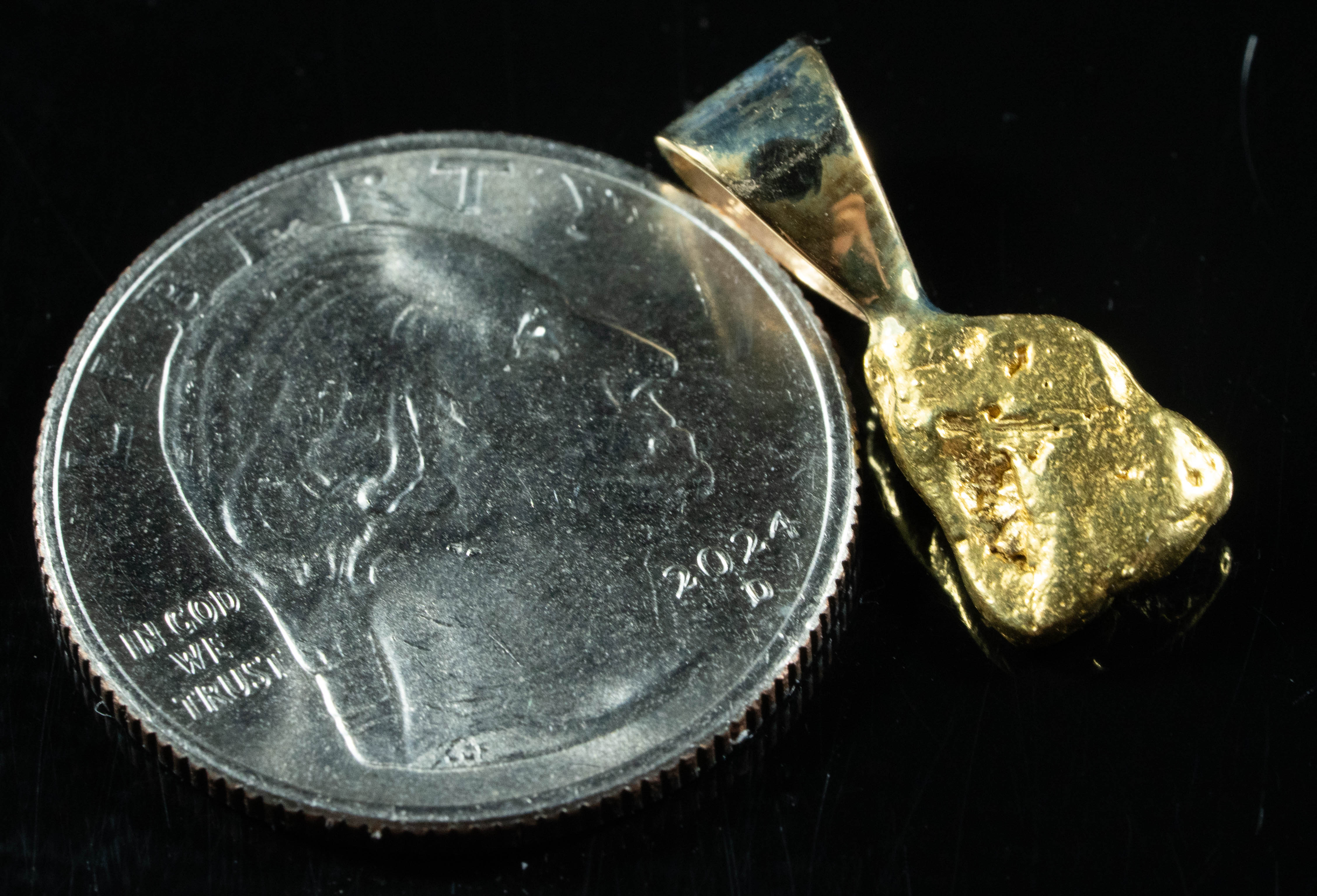 #566 Alaskan-Yukon BC Natural Gold Nugget Pendant 2.99 Grams Authentic