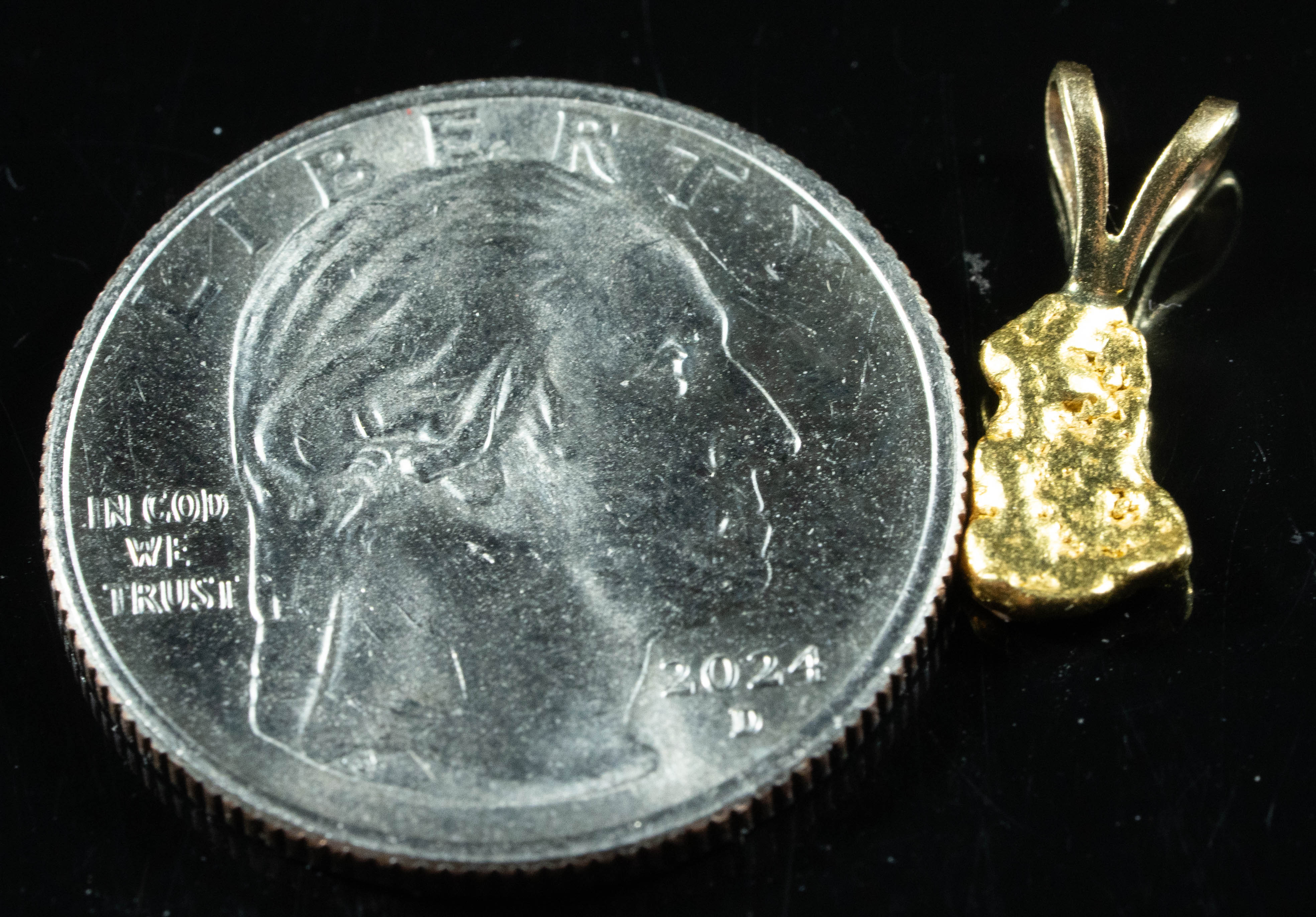 #571 Alaskan-Yukon BC Natural Gold Nugget Pendant .90 Grams Authentic