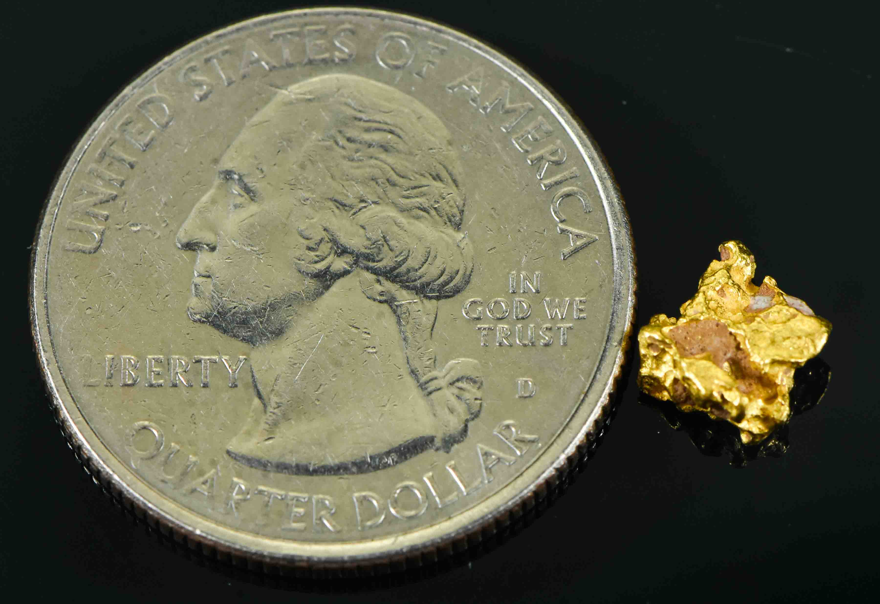 #3 Australian Natural Gold Nugget With Quartz Weighs .88 Grams.