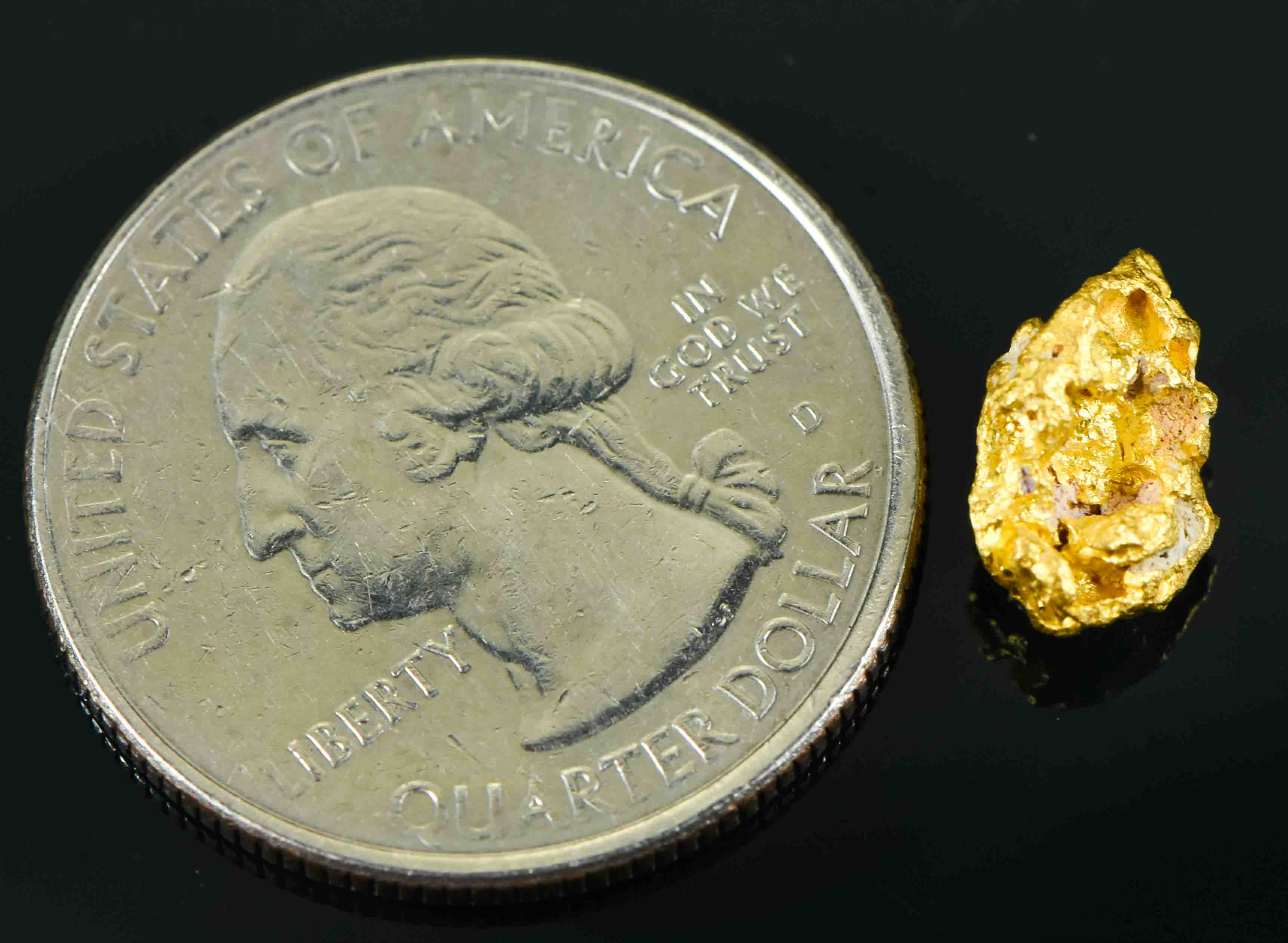 #4 Australian Natural Gold Nugget With Quartz Weighs 1.69 Grams.