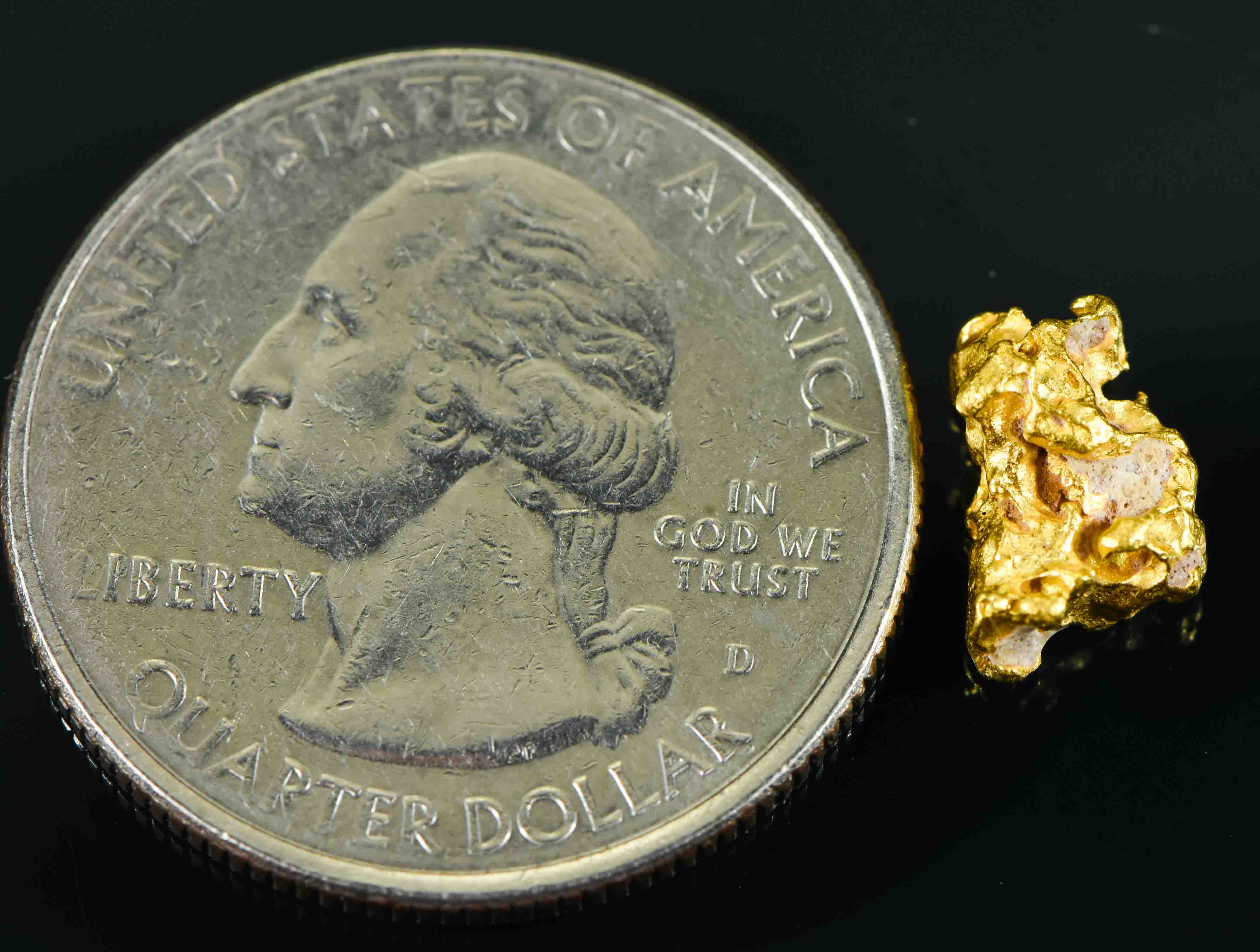 #5 Australian Natural Gold Nugget With Quartz Weighs 1.37 Grams.