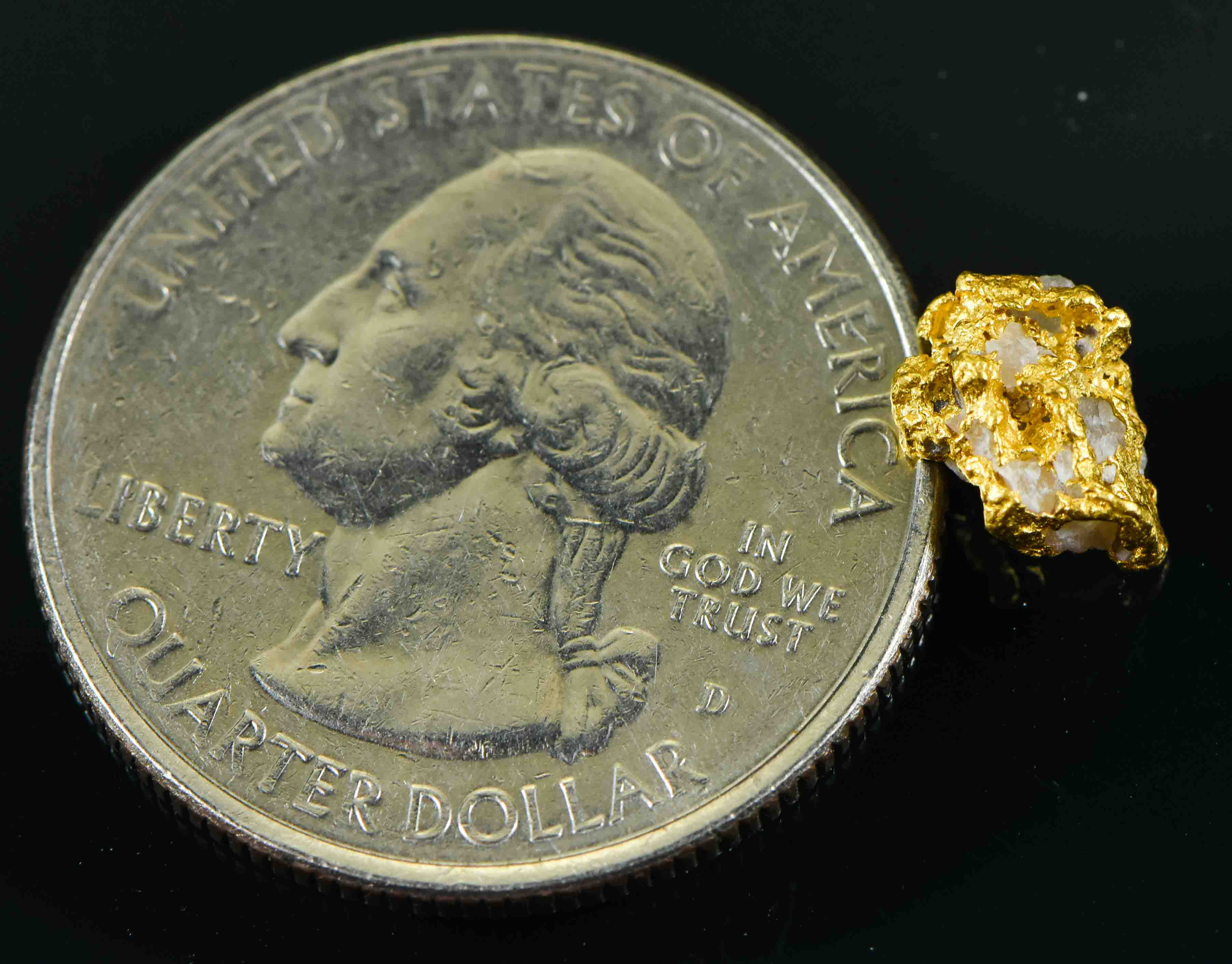 #20 Australian Natural Gold Nugget With Quartz Weighs .61 Grams.