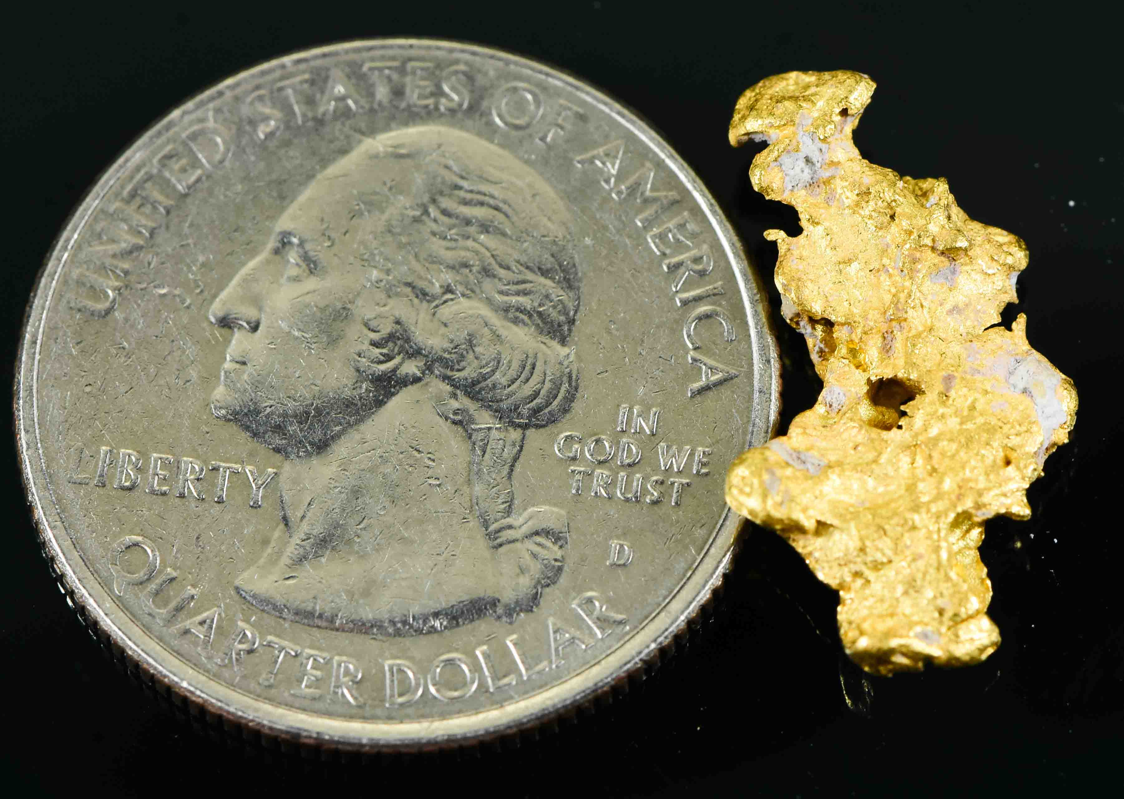#22 Australian Natural Gold Nugget With Quartz Weighs 3.05 Grams.