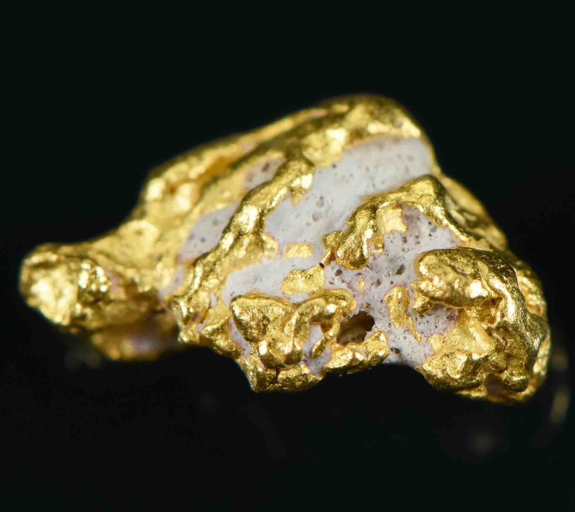 #23 Australian Natural Gold Nugget With Quartz Weighs .99 Grams.