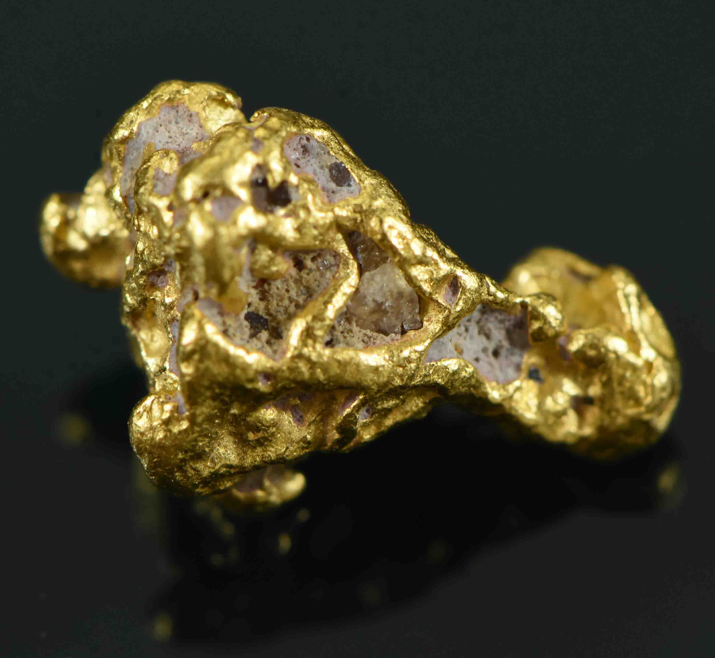 #25 Australian Natural Gold Nugget With Quartz Weighs 2.38 Grams.