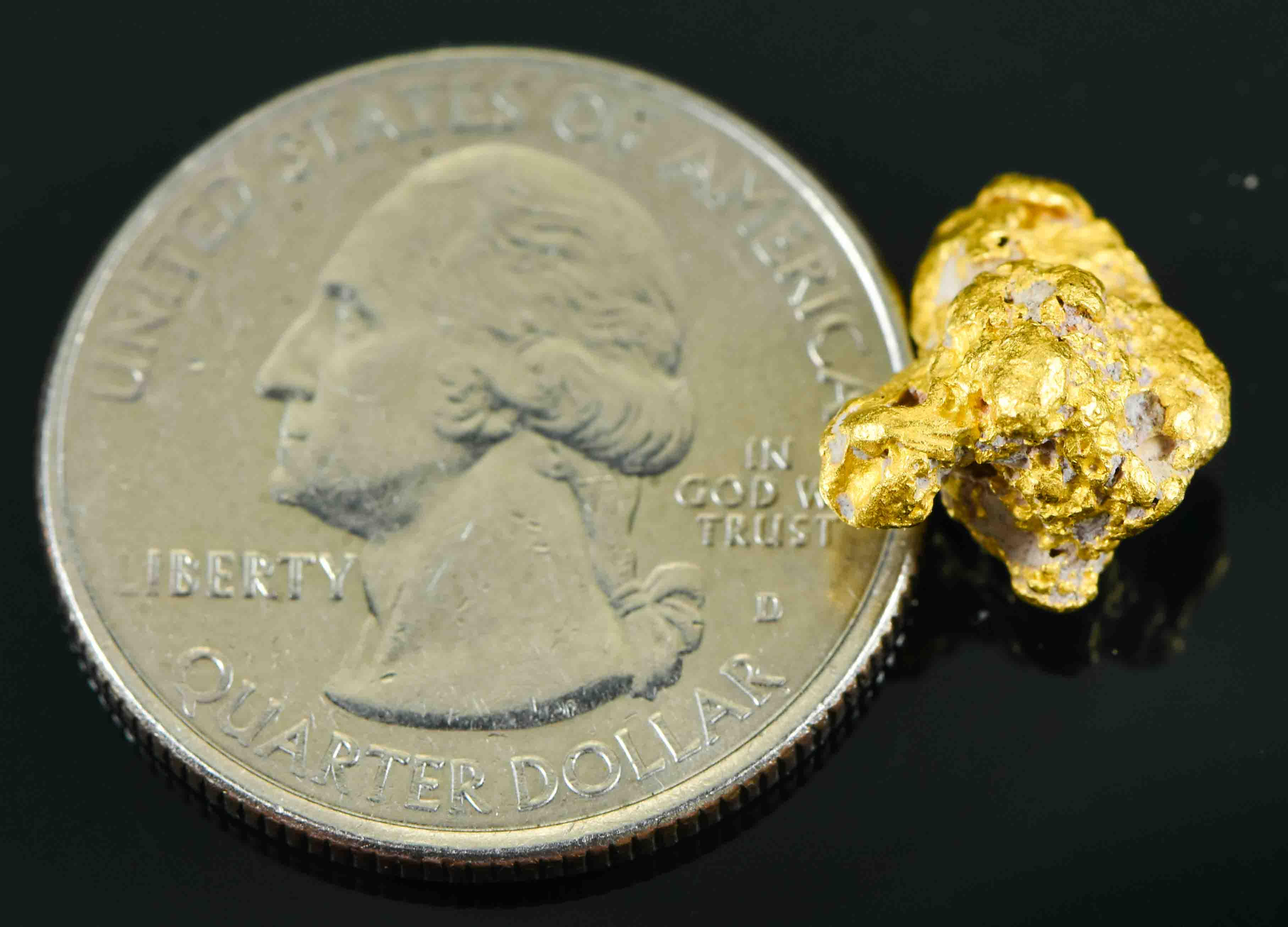 #31 Australian Natural Gold Nugget With Quartz Weighs 3.94 Grams.