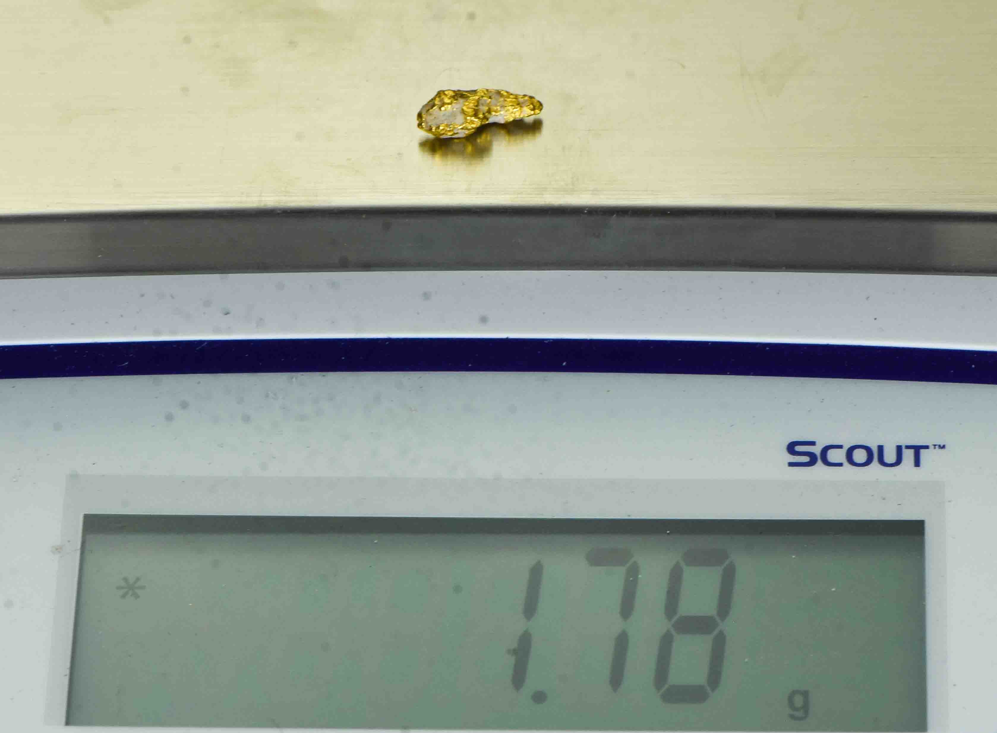 #35 Australian Natural Gold Nugget With Quartz Weighs 1.78 Grams.