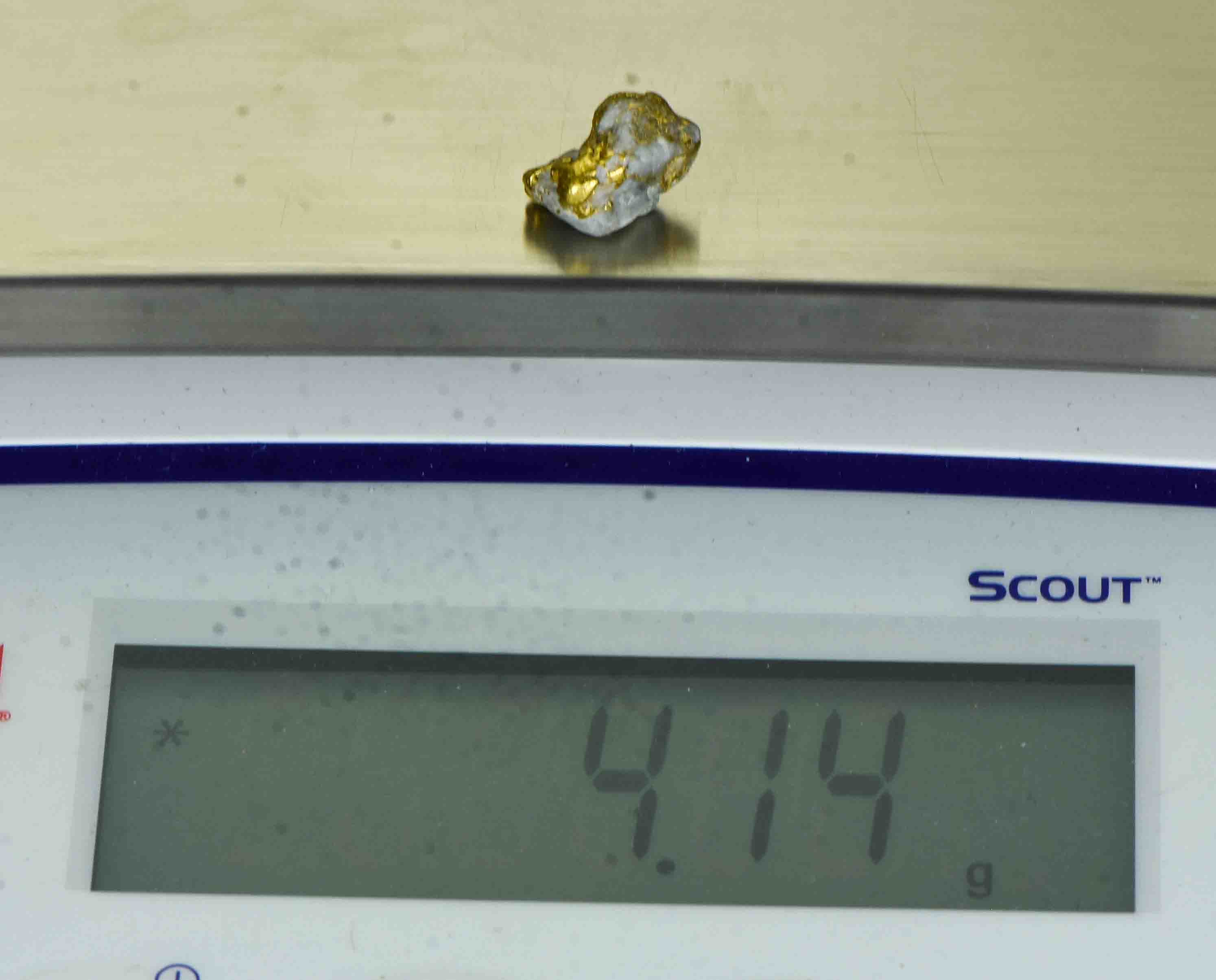 QN-124 "Alaskan BC Gold Nuggets with Quartz" Genuine 4.14 Grams