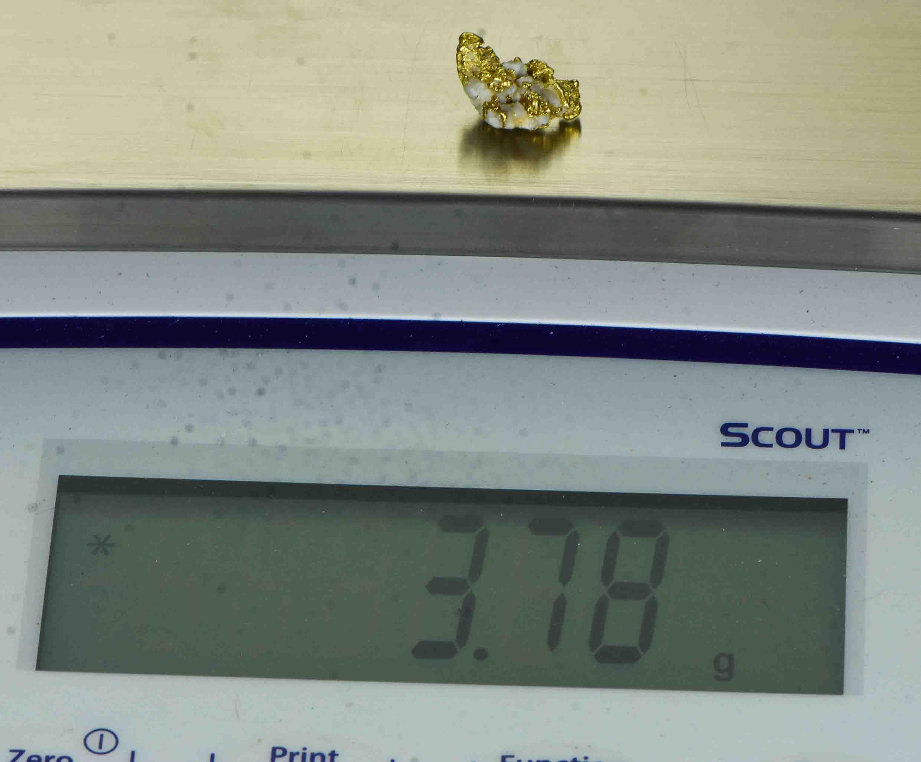 QN-125 "Alaskan BC Gold Nuggets with Quartz" Genuine 3.78 Grams