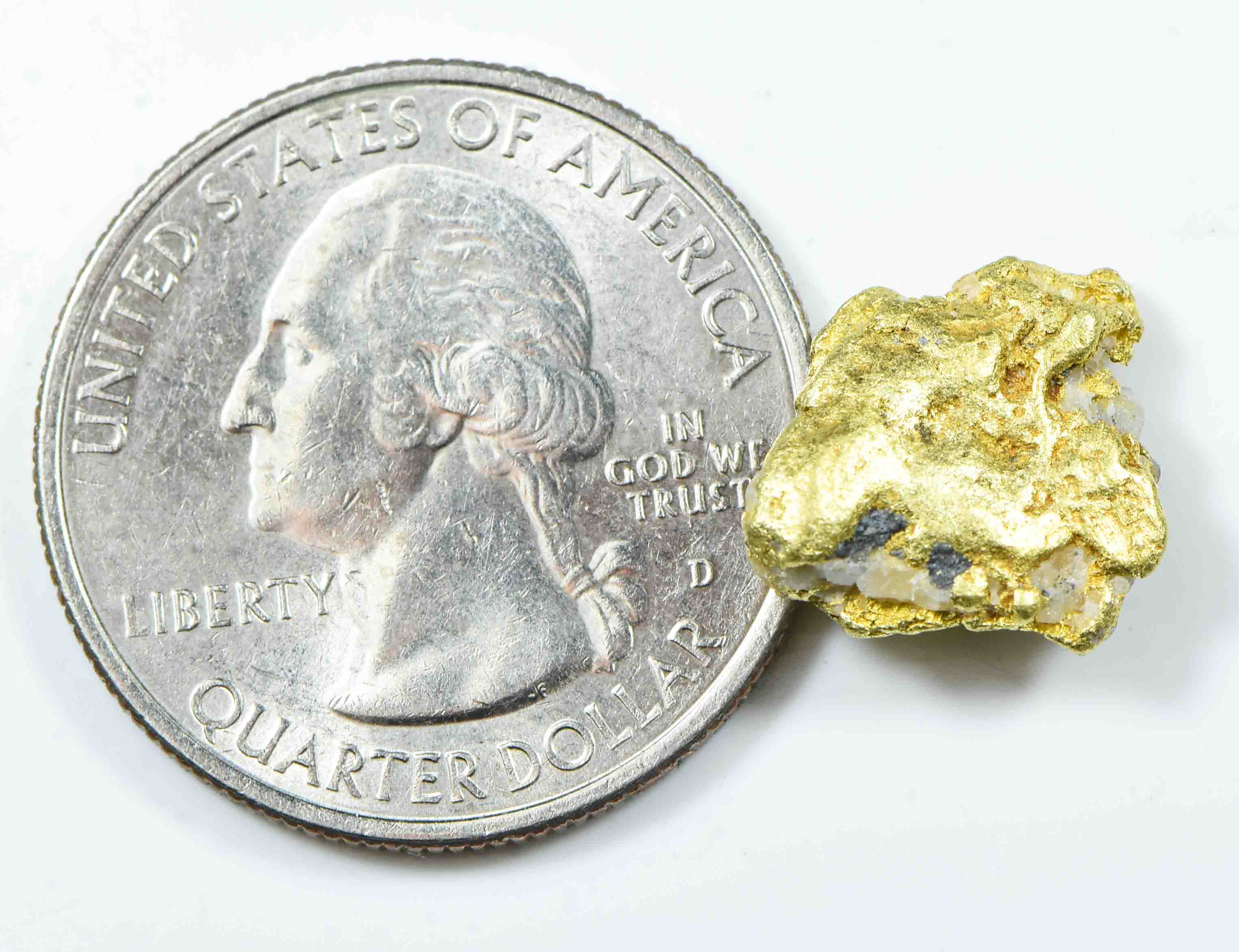 QN-59 "Alaskan BC Gold Nuggets with Quartz" Genuine 3.10 Grams