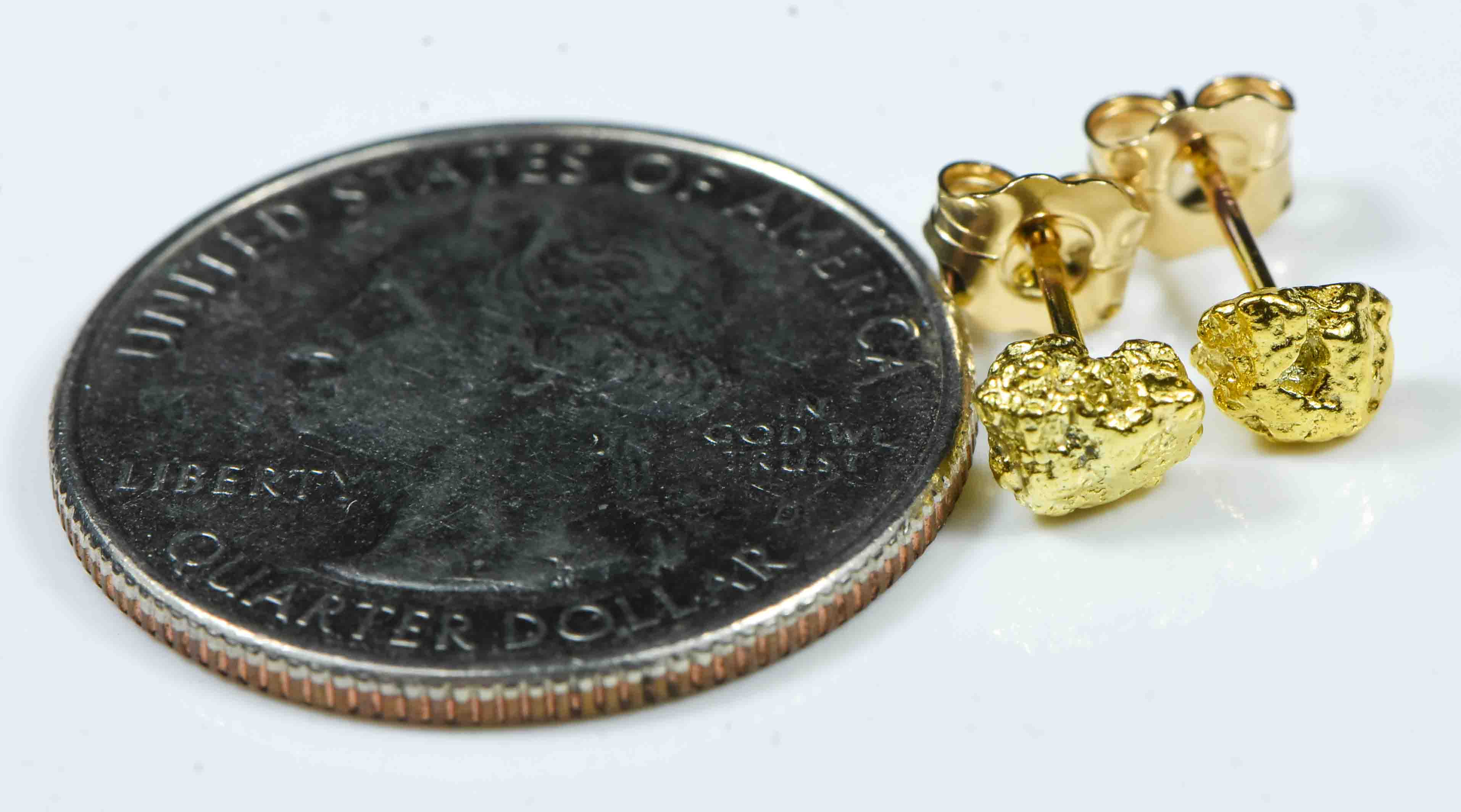 #586 Alaskan-Yukon BC Natural Gold Nugget Earrings 1.46 Grams