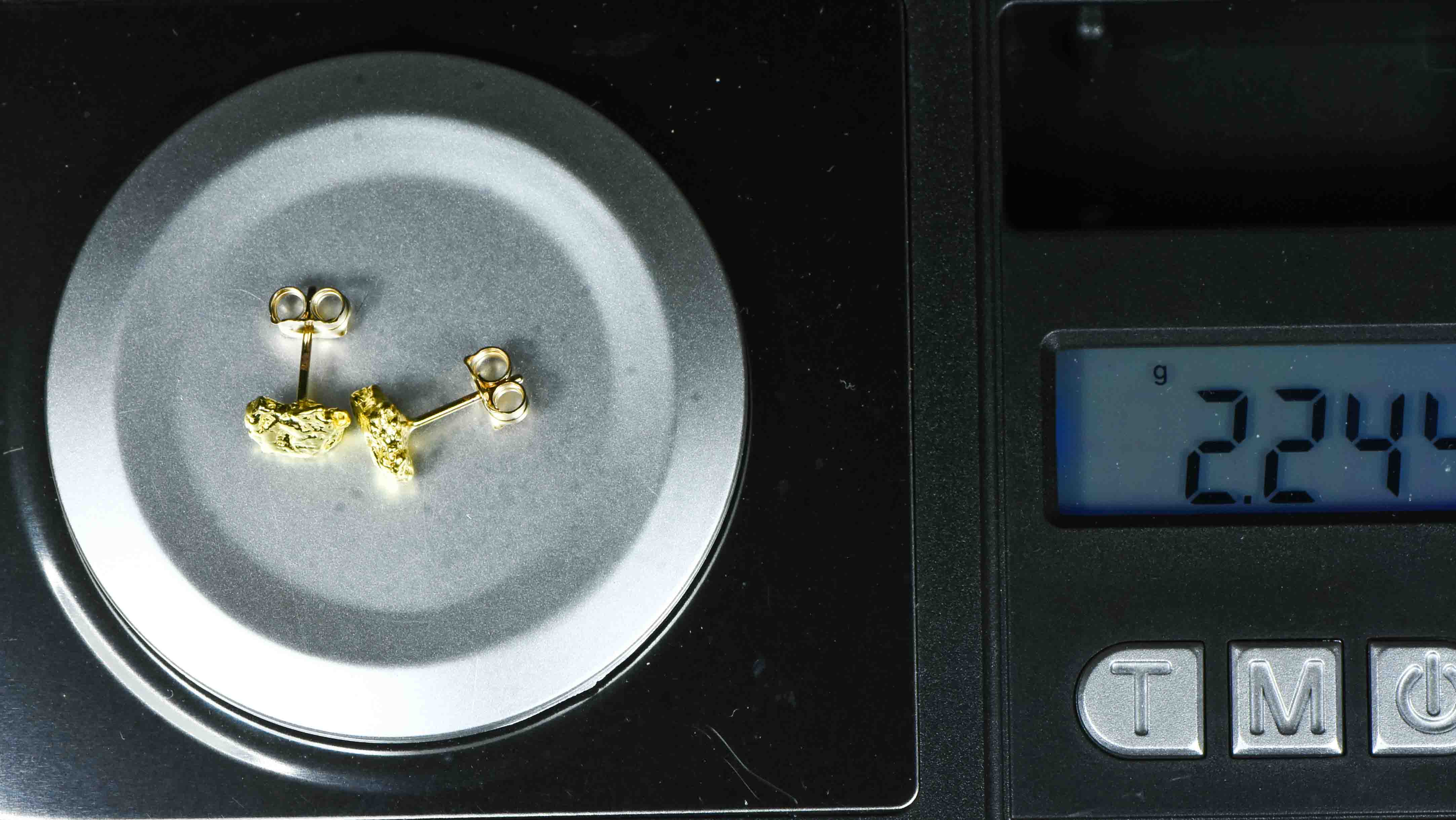 #587 Alaskan-Yukon BC Natural Gold Nugget Earrings 2.24 Grams