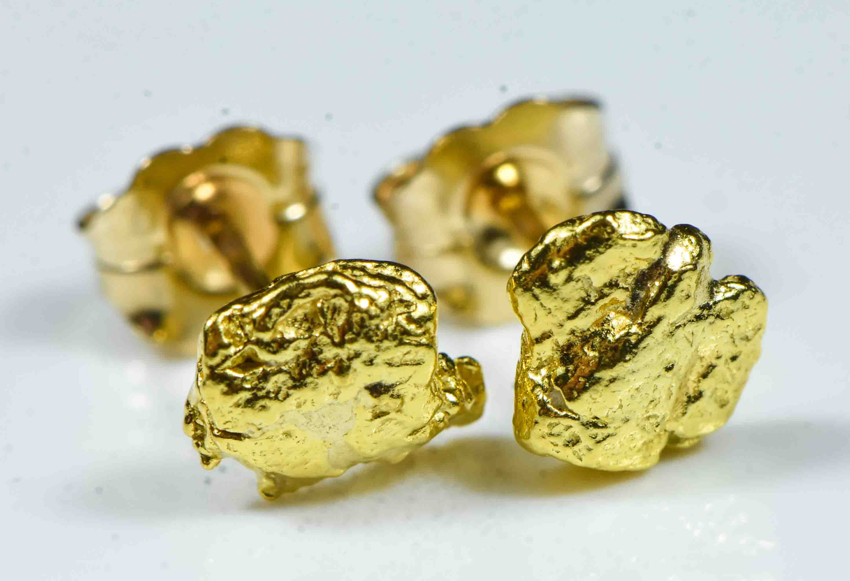 #593 Alaskan-Yukon BC Natural Gold Nugget Earrings 1.55 Grams