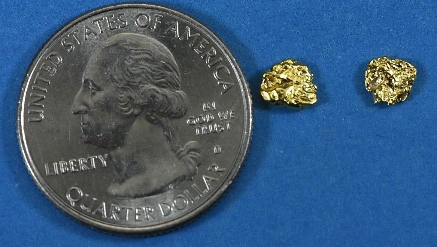 Alaskan-Yukon Bc Natural Gold Nugget Stud Earrings .80 To .90 Grams Alaskan