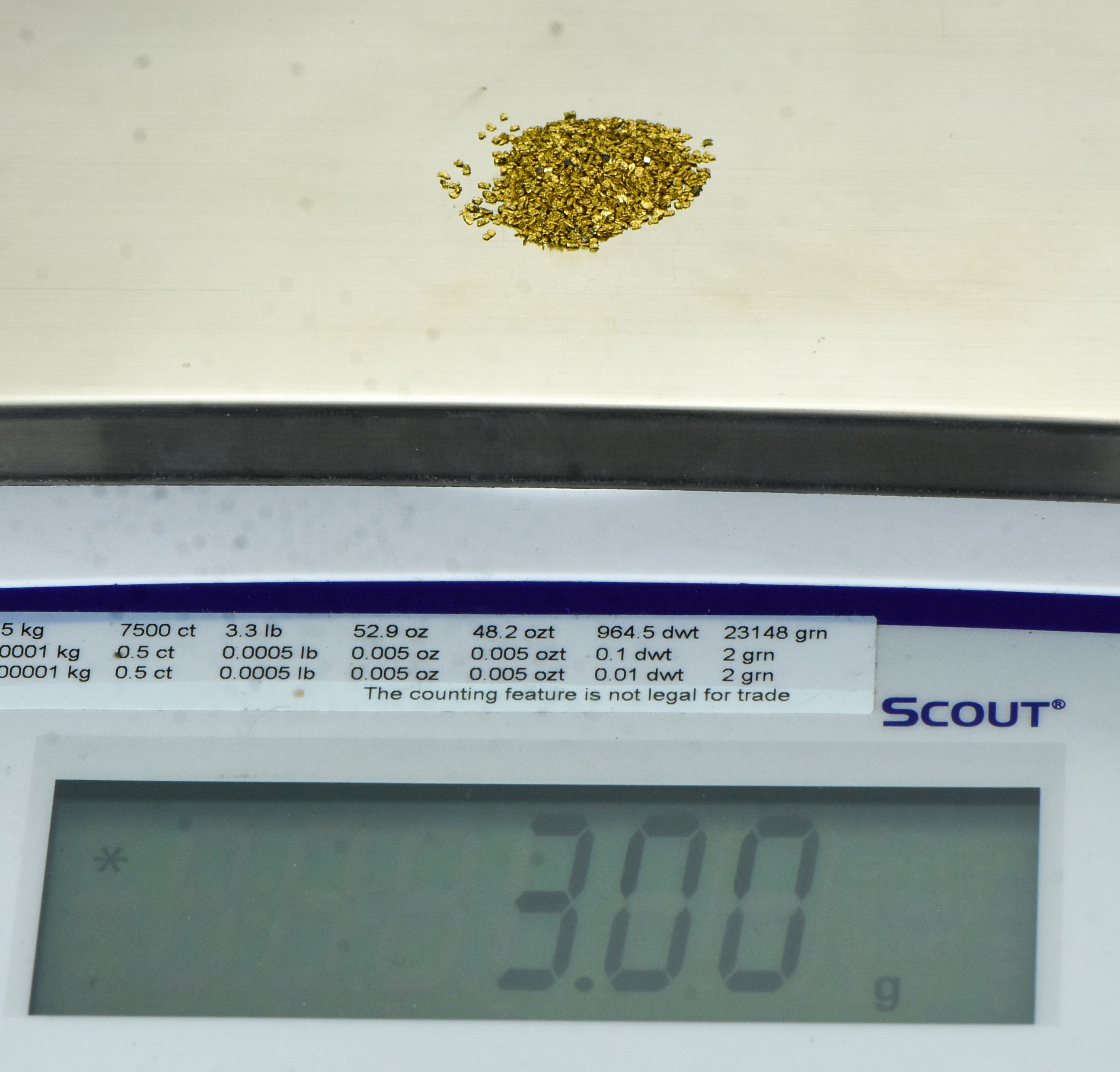 Alaskan Yukon BC Gold Nuggets #30 Mesh 3 Grams of Super Small Fines