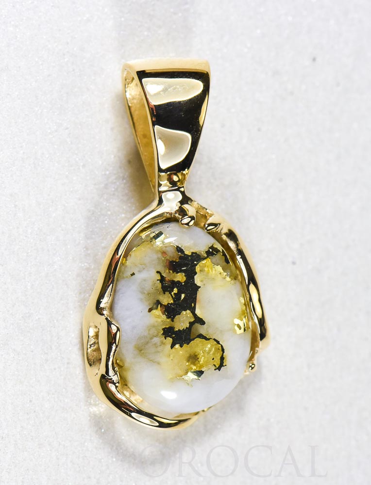 Gold Quartz Pendant  "Orocal" PRL232Q Genuine Hand Crafted Jewelry - 14K Gold Yellow Gold Casting