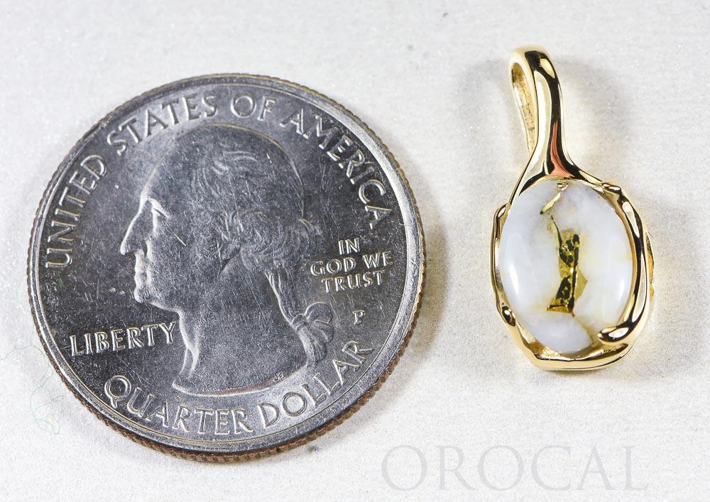 Gold Quartz Pendant  "Orocal" PRL958Q Genuine Hand Crafted Jewelry - 14K Gold Yellow Gold Casting