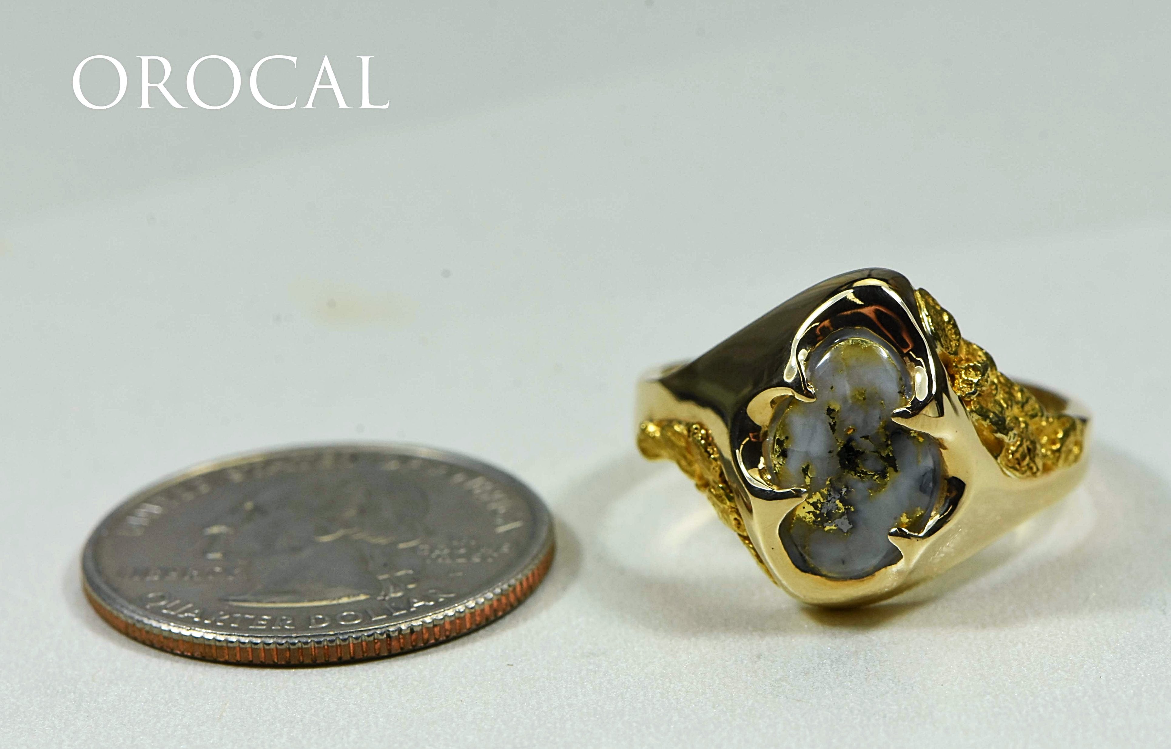 Gold Quartz Ring "Orocal" RMEQ109 Genuine Hand Crafted Jewelry - 14K Gold Casting