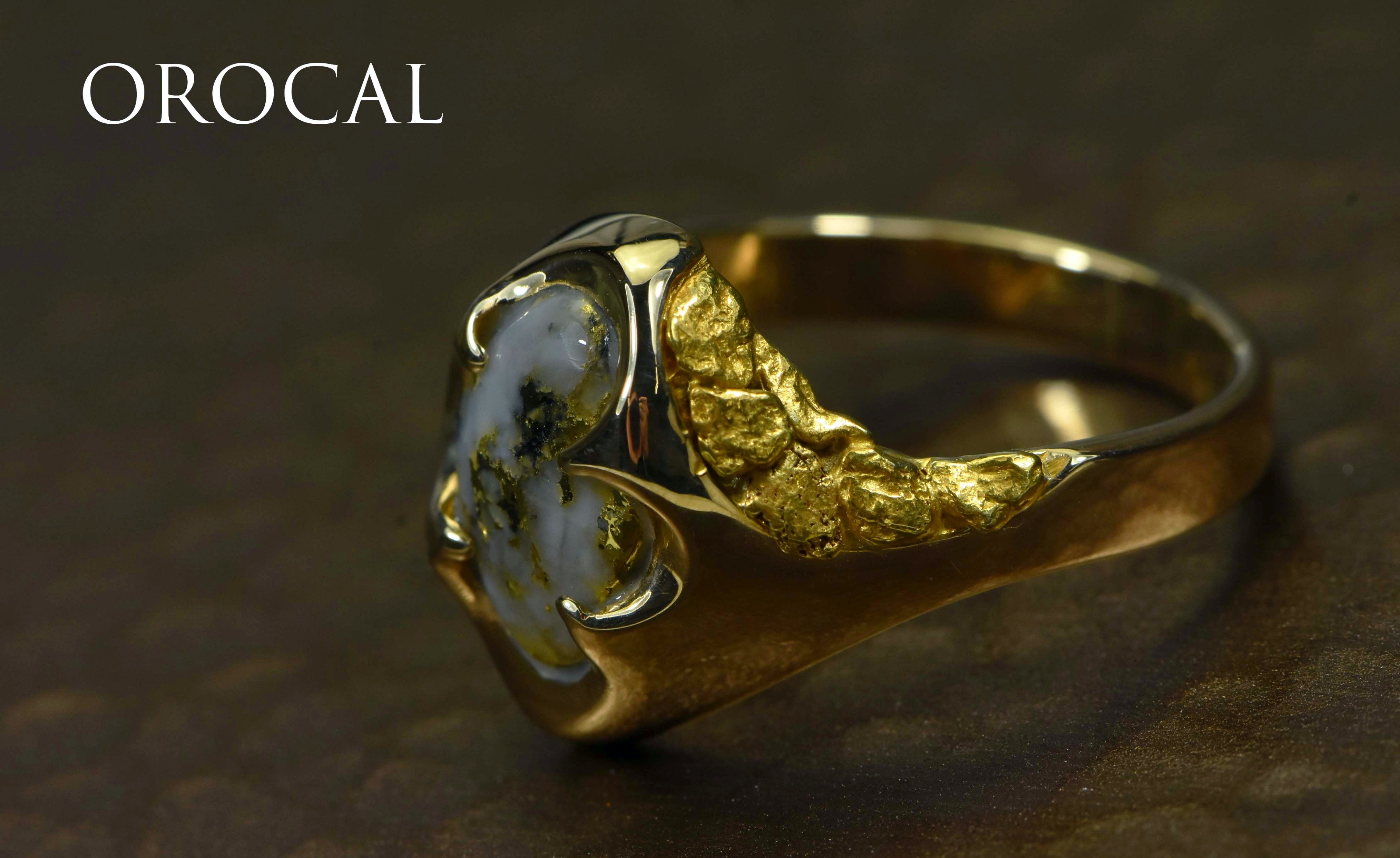 Gold Quartz Ring "Orocal" RMEQ109 Genuine Hand Crafted Jewelry - 14K Gold Casting