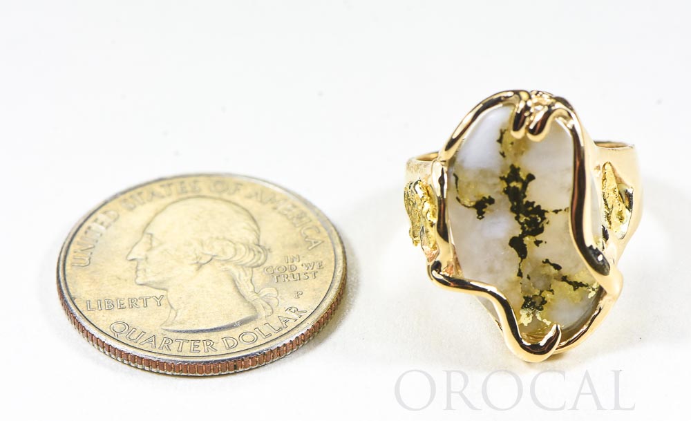 Gold Quartz Ring "Orocal" RL232XLQ Genuine Hand Crafted Jewelry - 14K Gold Casting