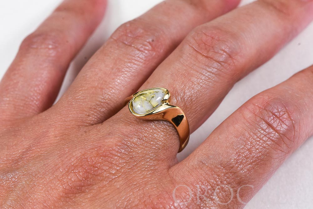 Gold Quartz Ring "Orocal" RL637Q Genuine Hand Crafted Jewelry - 14K Gold Casting