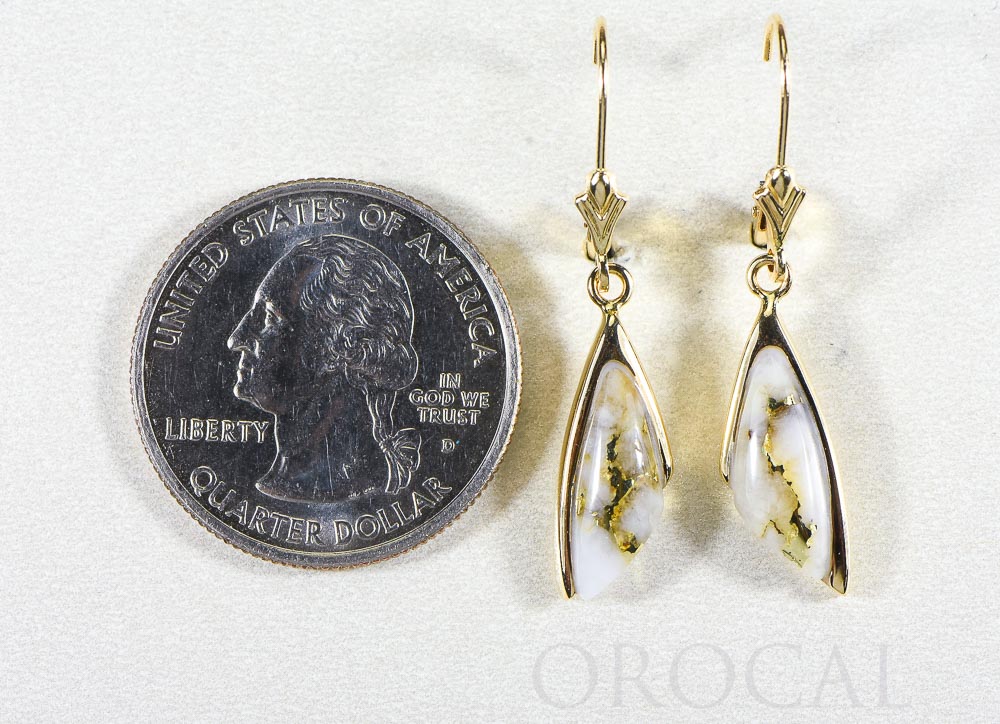 Gold Quartz Earrings "Orocal" EDL25Q/LB Genuine Hand Crafted Jewelry - 14K Gold Casting