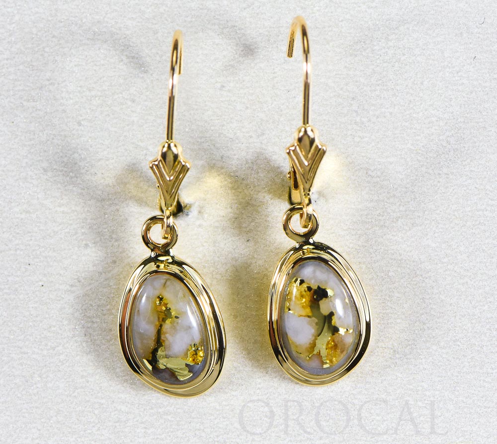 Gold Quartz Earrings "Orocal" EN708Q/LB Genuine Hand Crafted Jewelry - 14K Gold Casting