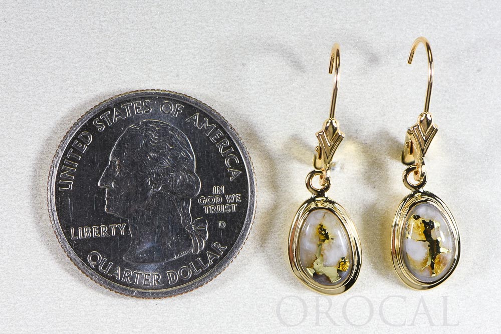Gold Quartz Earrings "Orocal" EN708Q/LB Genuine Hand Crafted Jewelry - 14K Gold Casting