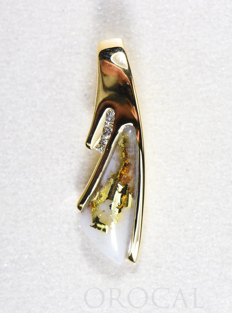 Gold Quartz Pendant  "Orocal" PDL129D045QX Genuine Hand Crafted Jewelry - 14K Gold Yellow Gold Casting