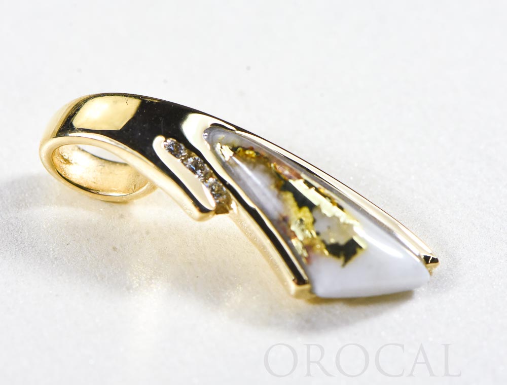 Gold Quartz Pendant  "Orocal" PDL129D045QX Genuine Hand Crafted Jewelry - 14K Gold Yellow Gold Casting