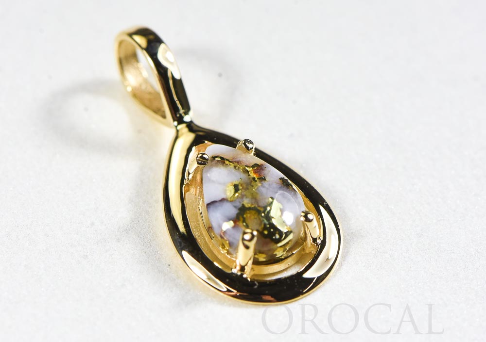 Gold Quartz Pendant  "Orocal" PN442MQ Genuine Hand Crafted Jewelry - 14K Gold Yellow Gold Casting