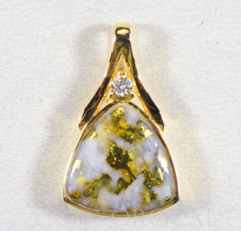 Gold Quartz Pendant  "Orocal" PN1125DQ Genuine Hand Crafted Jewelry - 14K Gold Yellow Gold Casting