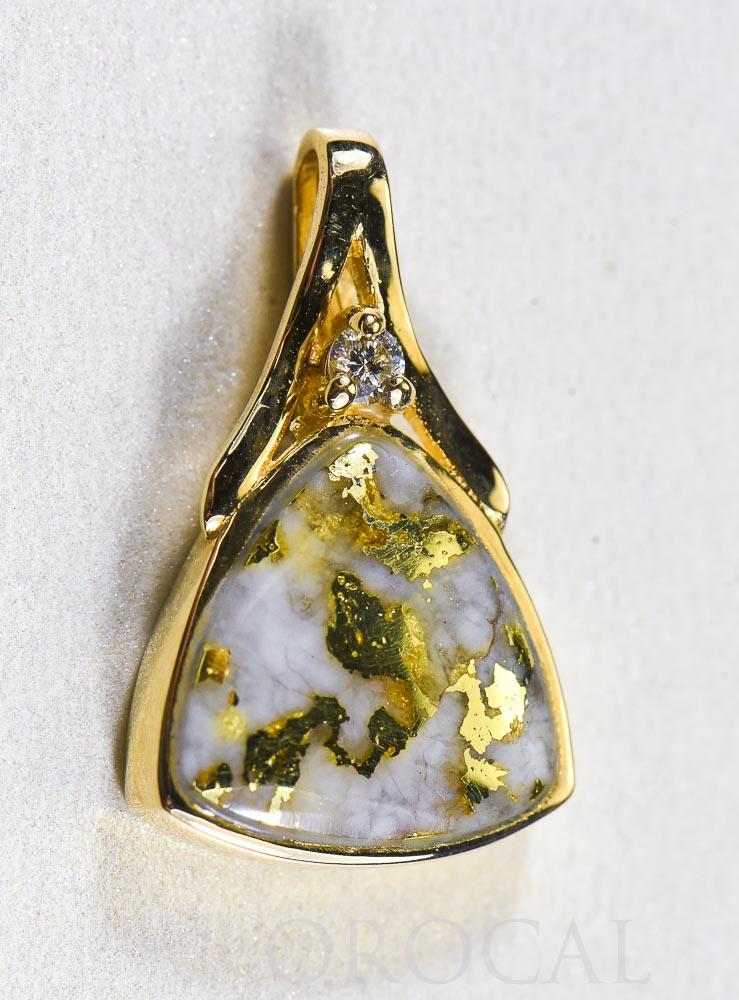 Gold Quartz Pendant  "Orocal" PN1125DQ Genuine Hand Crafted Jewelry - 14K Gold Yellow Gold Casting