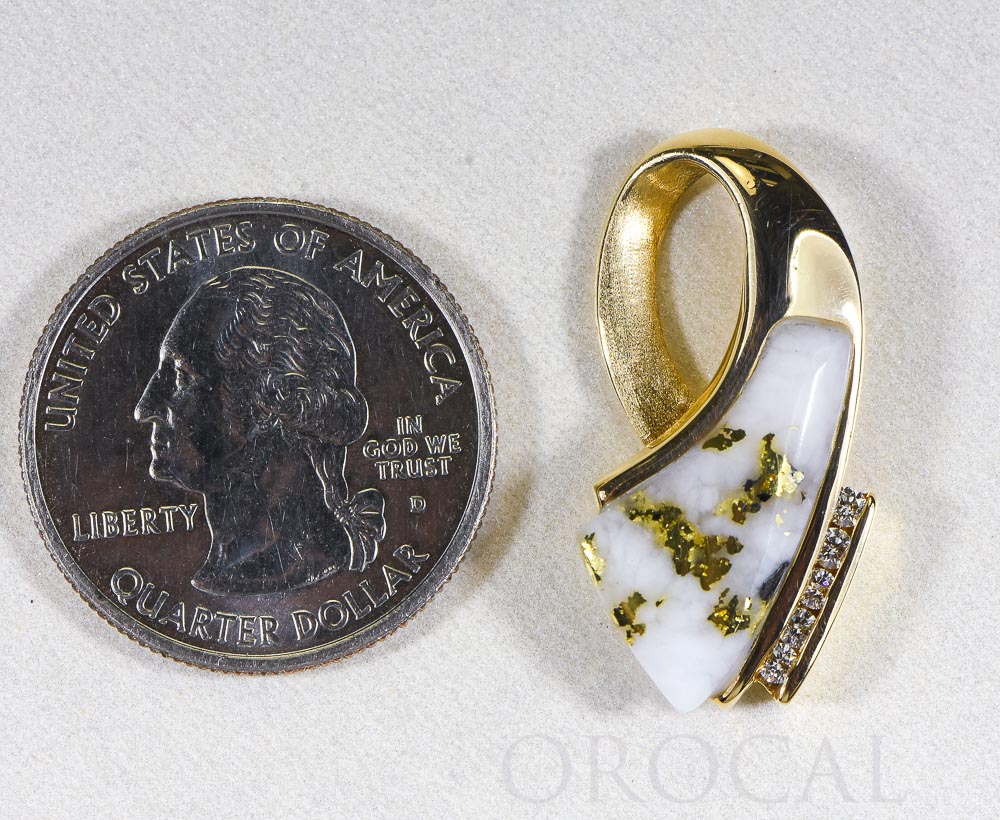 Gold Quartz Pendant  "Orocal" PDL4D15QX Genuine Hand Crafted Jewelry - 14K Gold Yellow Gold Casting