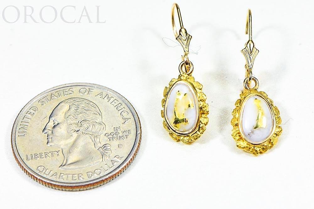 Gold Quartz Earrings "Orocal" EN708NQ/LB Genuine Hand Crafted Jewelry - 14K Gold Casting