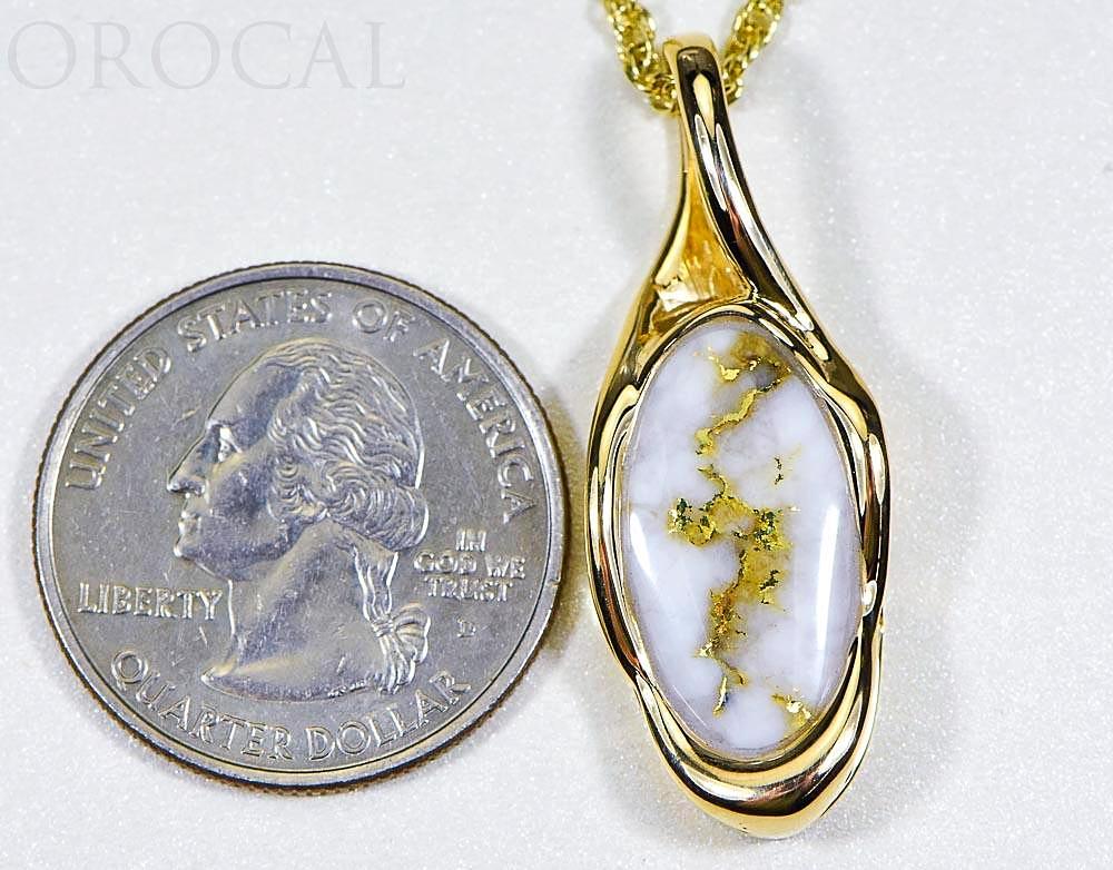 Gold Quartz Pendant "Orocal" PN790QX Genuine Hand Crafted Jewelry - 14K Gold Yellow Gold Casting