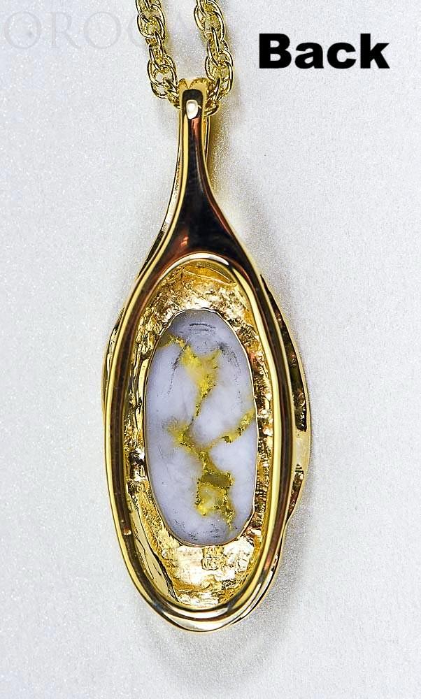 Gold Quartz Pendant "Orocal" PN790QX Genuine Hand Crafted Jewelry - 14K Gold Yellow Gold Casting