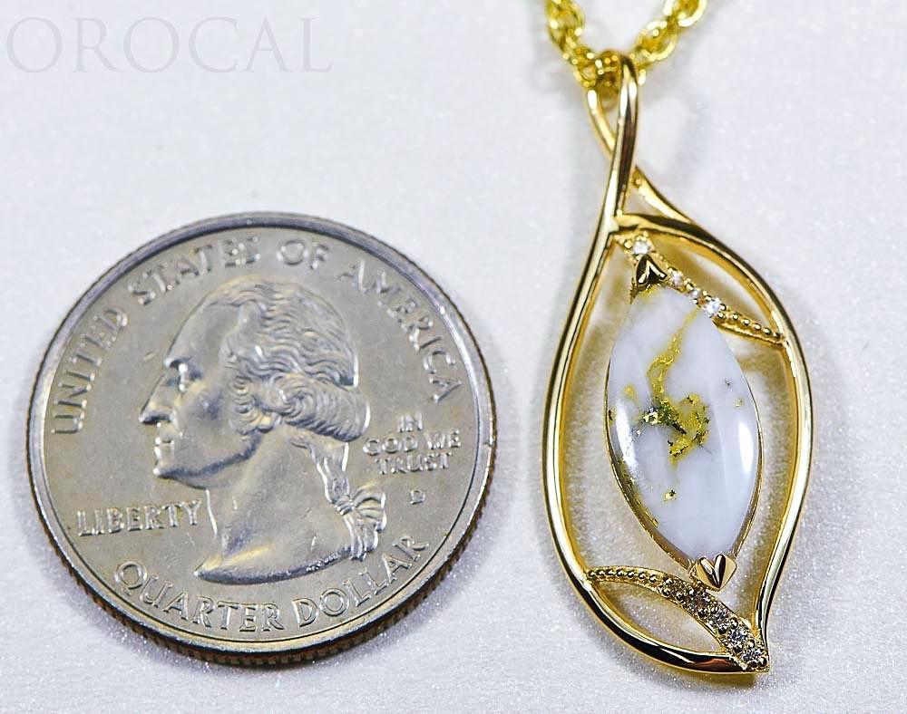 Gold Quartz Pendant "Orocal" PN1127DQ Genuine Hand Crafted Jewelry - 14K Gold Yellow Gold Casting