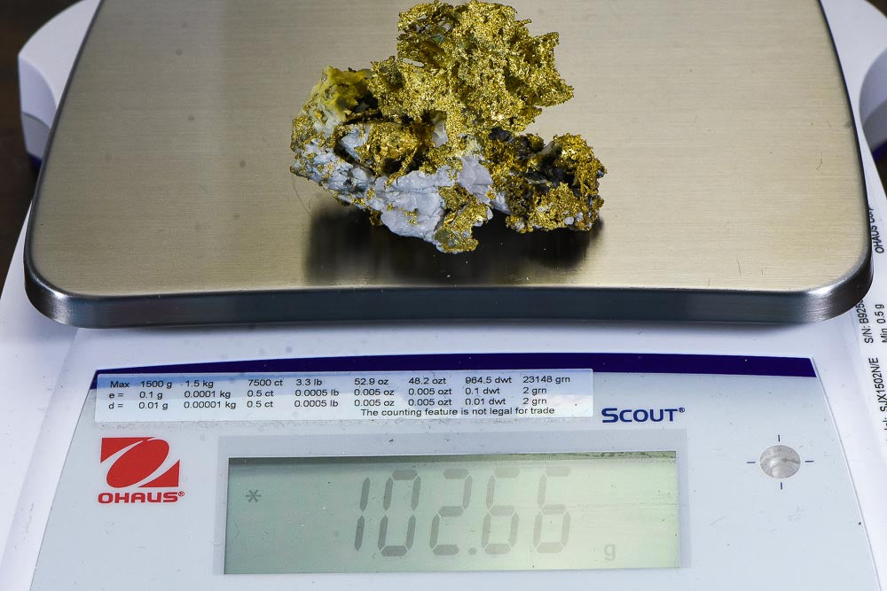 KV-2 Crystalline Native Gold in Quartz with Arsenopyrite 102.66 gram 3.30 Troy Ounces
