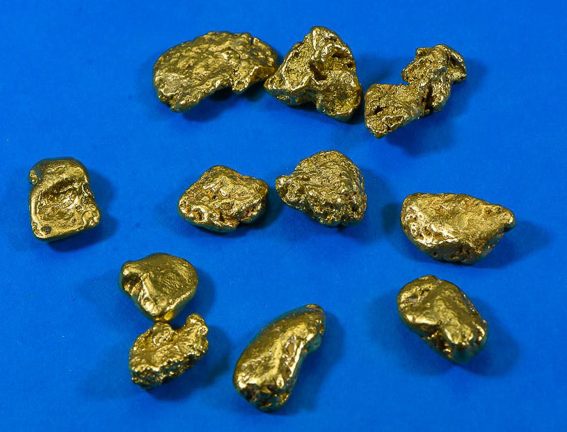 Natural Gold Nuggets for Sale.  2 Troy Ounces of 5-10 gram pieces.  You will receive 7-14  Gold nuggets in this Lot.