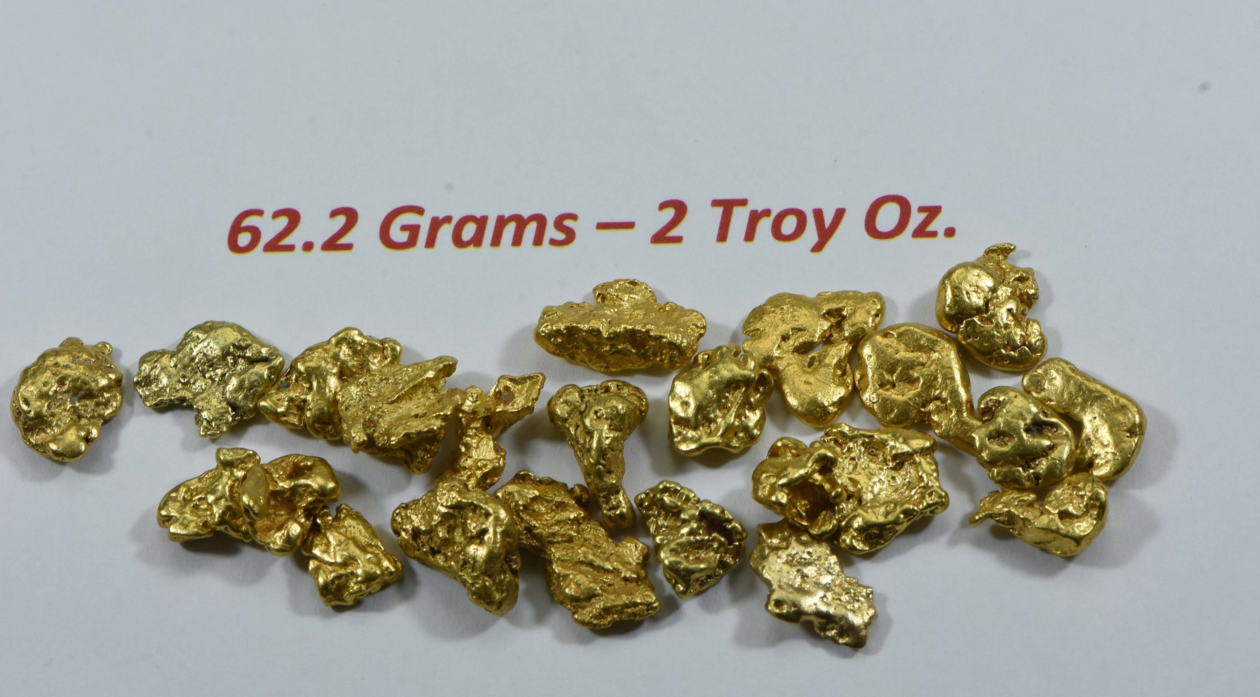 Alaskan Bc Natural Gold Nugget 62.20 Gram Lot Of 2 To 5 Gram Nuggets Genuine 2-Troy Oz. Alaska