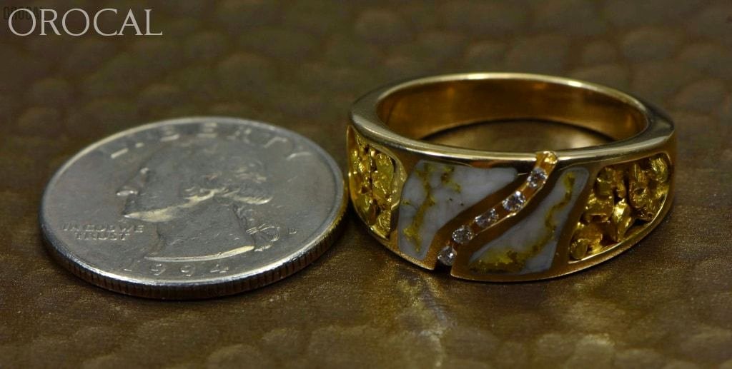 Gold Nugget/quartz Mens Ring Orocal Rm731D14Nq Genuine Hand Crafted Jewelry - 14K Casting Nugget