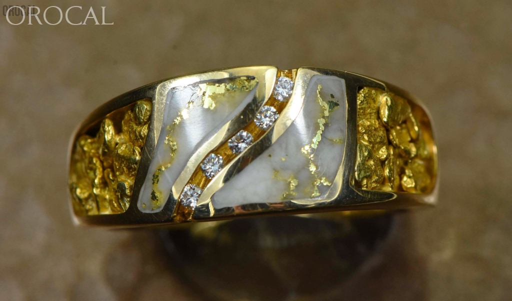 Gold Nugget/quartz Mens Ring Orocal Rm731D14Nq Genuine Hand Crafted Jewelry - 14K Casting Nugget