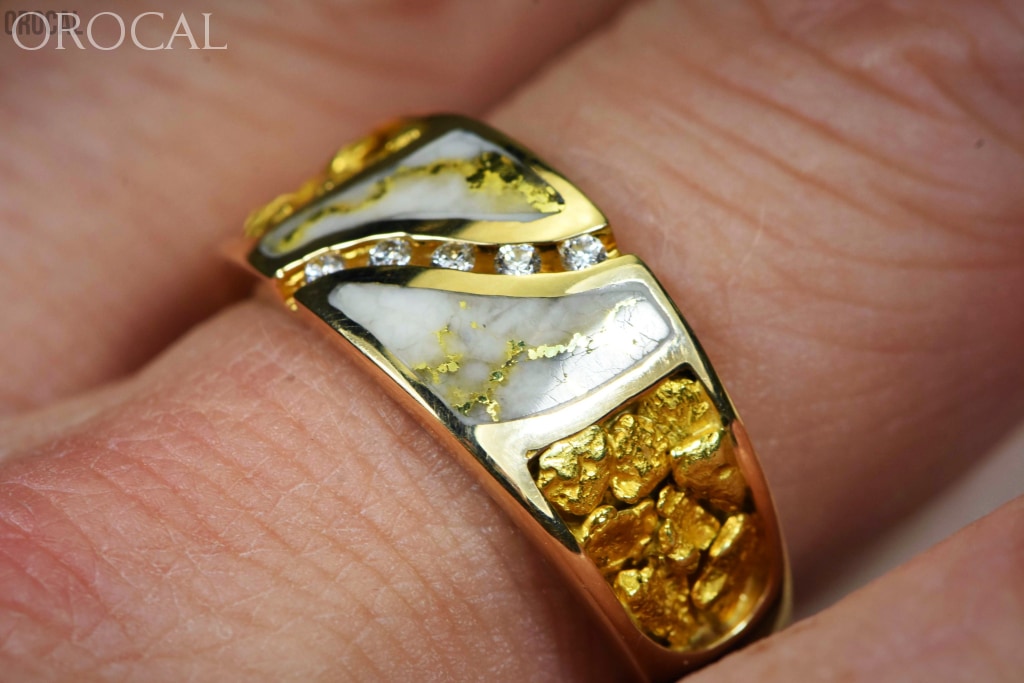 Gold Nugget/quartz Mens Ring Orocal Rm731D14Nq Genuine Hand Crafted Jewelry - 14K Casting Nugget
