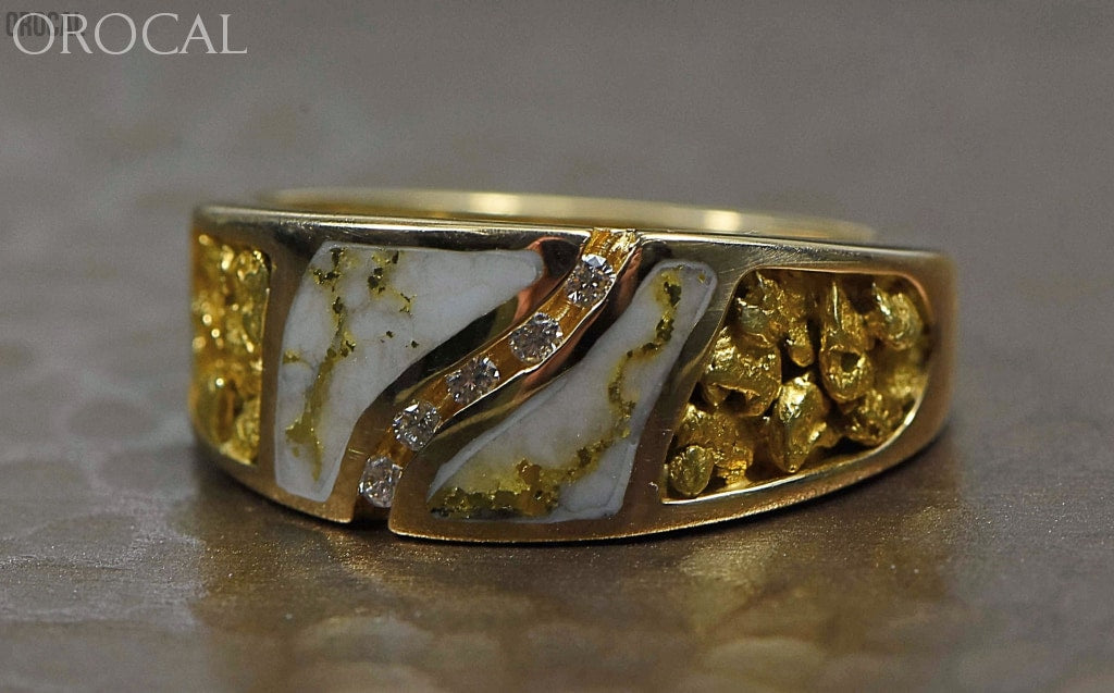 Gold Nugget/quartz Mens Ring Orocal Rm731D14Nq Genuine Hand Crafted Jewelry - 14K Casting Nugget