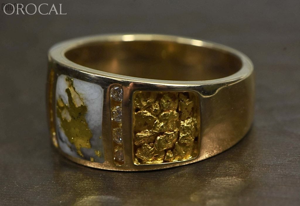 Gold Nugget/quartz Mens Ring Orocal Rm732Ldnq Genuine Hand Crafted Jewelry - 14K Casting Nugget