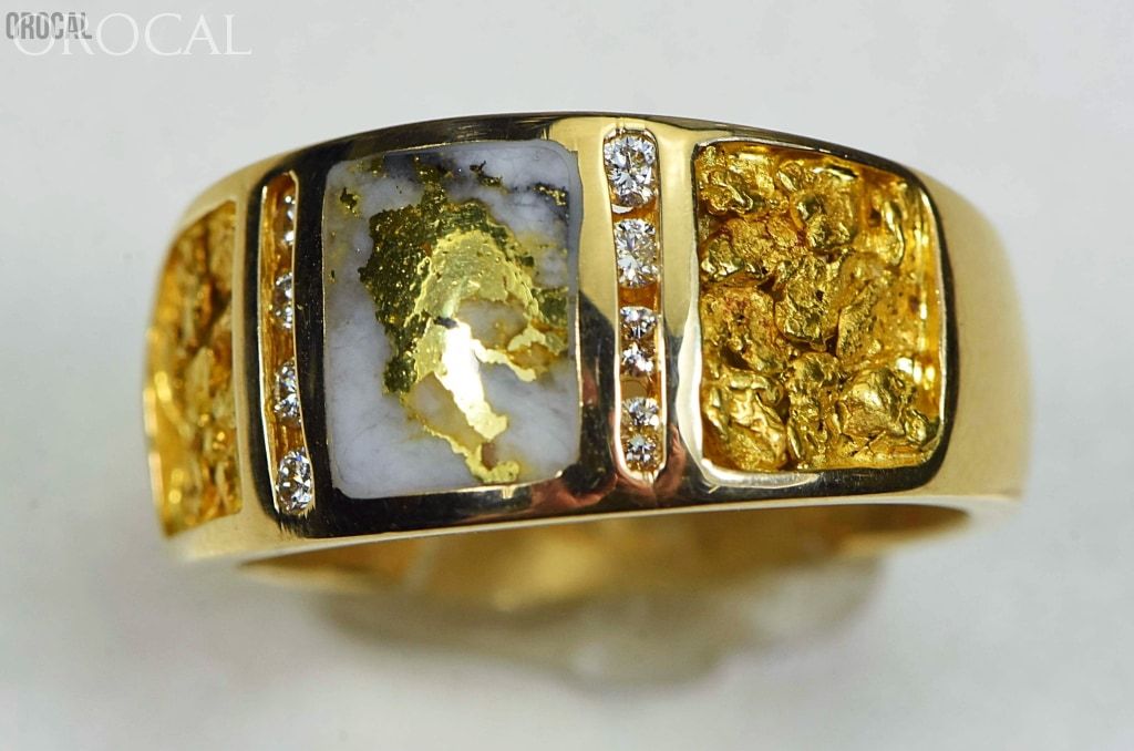 Gold Nugget/quartz Mens Ring Orocal Rm732Ldnq Genuine Hand Crafted Jewelry - 14K Casting Nugget